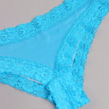 Mujer sexy dulce con encaje azul unicolor cheeky Bikini Ropa interior