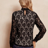 Clasi Blusa de cuello alto con encaje