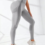 Yoga Basic Leggings de yoga sin costuras de alto estiramiento con control de barriga Scrunch Butt Active Tights con cintura de banda ancha
