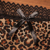 1 pieza Sexy Mujeres Leopard Print Sin costuras encaje cepillado suave de microfibra T-Back Panties