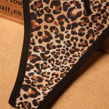 1 pieza Sexy Mujeres Leopard Print Sin costuras encaje cepillado suave de microfibra T-Back Panties