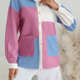 Essnce Abrigo de color combinado con doble bolsillo de hombros caidos