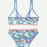 ROMWE X Care Bears Conjunto De Sujetador Y Ropa Interior Con Estampado De Dibujos Animados