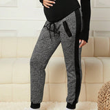 Maternidad Pantalones de cintura con cordon con costura lateral en contraste