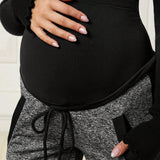 Maternidad Pantalones de cintura con cordon con costura lateral en contraste
