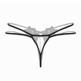 1 Pieza Tanga Sexy Y Seductora Para Mujeres Con Perlas De Masaje, Bordado Transparente Y Sin Entrepierna