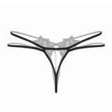 1 Pieza Tanga Sexy Y Seductora Para Mujeres Con Perlas De Masaje, Bordado Transparente Y Sin Entrepierna