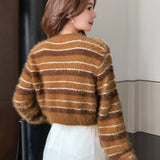 DAZY Cardigan de rayas con boton mullido