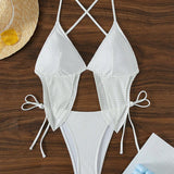 Swim Conjunto de bikini con lazos laterales sencillos
