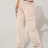 PETITE Jeans cargo de talle alto con bolsillo lateral con solapa