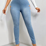 SXY Jeans ajustados con abertura lateral