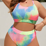 Swim Curve Conjunto de bikini tenido anudado de talle alto para la playa de verano en tallas grandes