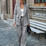 Clasi Pantalones con blazer con estampado con boton sin cinturon