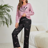 Conjunto de pijama con estampado de corona y letra