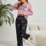 Conjunto de pijama con estampado de corona y letra