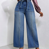 Prive Jeans de talle alto con cinturon de pierna ancha