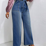 Prive Jeans de talle alto con cinturon de pierna ancha