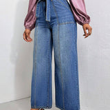 Prive Jeans de talle alto con cinturon de pierna ancha