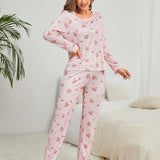 Conjunto de pijama pantalones con camiConjuntoa con estampado floral
