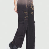 ROMWE Grunge Punk Jeans cargo con estampado de estrella con bolsillo con solapa