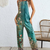 VCAY Floral Print Overall Jumpsuit