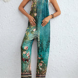 VCAY Floral Print Overall Jumpsuit