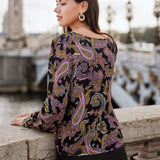 Frenchy Blusa con estampado de paisley de manga con volante