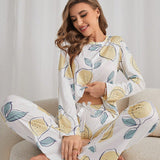 Conjunto de pijama pantalones con camiConjuntoa con estampado de limon