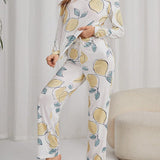 Conjunto de pijama pantalones con camiConjuntoa con estampado de limon