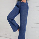 LUNE Jeans en contraste cintura de pierna ancha