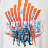 JUSTICE LEAGUE   Camiseta De Hombro Caido Grafica De Figura De Dibujos Animados Y Letras