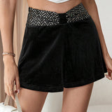 Prive Shorts De Terciopelo Con Cinturilla De Lentejuelas