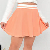 EZwear Plus Striped Waist Flare Skirt