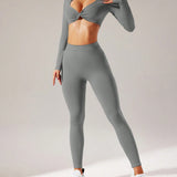 Sport Studio Conjunto De Entrenamiento De Top Corto Y Leggings Con Parte Delantera Retorcida Y Solida