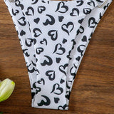 Swim Conjunto De Bikini Con Diseno De Corazon Estampado Y Nudo Lateral