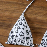 Swim Conjunto De Bikini Con Diseno De Corazon Estampado Y Nudo Lateral