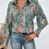 EMERY ROSE Camisa con estampado de paisley con boton delantero