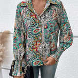 EMERY ROSE Camisa con estampado de paisley con boton delantero