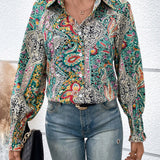 EMERY ROSE Camisa con estampado de paisley con boton delantero