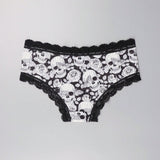 3 Piezas Lenceria De Goth Con Contraste De Encaje Hipster Panties, Prendas De Ropa Interior De Calaveras Con Estrellas Para Halloween, Lenceria Y Ropa Interior De Mujer