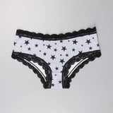 3 Piezas Lenceria De Goth Con Contraste De Encaje Hipster Panties, Prendas De Ropa Interior De Calaveras Con Estrellas Para Halloween, Lenceria Y Ropa Interior De Mujer