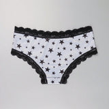 3 Piezas Lenceria De Goth Con Contraste De Encaje Hipster Panties, Prendas De Ropa Interior De Calaveras Con Estrellas Para Halloween, Lenceria Y Ropa Interior De Mujer