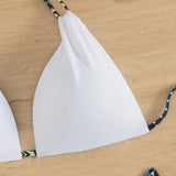 Swim Conjunto de bikini halter triangular con estampado geometrico para playa de verano