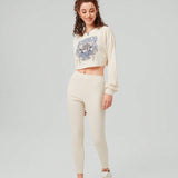 Forever 21 Conjunto De Top Corto Y Leggings Con Estampado De Flores Y Letras Para Mujer