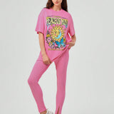 Forever 21 Conjunto De Camiseta Y Leggings Con Hombros Caidos Y Estampado De Sol Y Texto