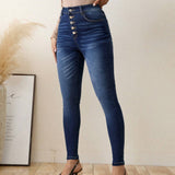 LUNE Jeans ajustados con boton de talle alto