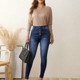 LUNE Jeans ajustados con boton de talle alto