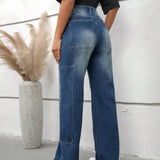 EZwear Jeans de pierna recta de talle alto