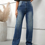 EZwear Jeans de pierna recta de talle alto