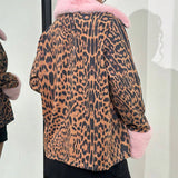ICON Abrigo con estampado de leopardo cuello de borreguito